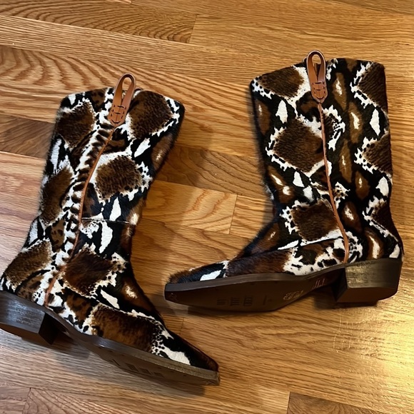 Free People Montage Hair On Ocelot Dagget Western Boots Size 8 New - Picture 8 of 15